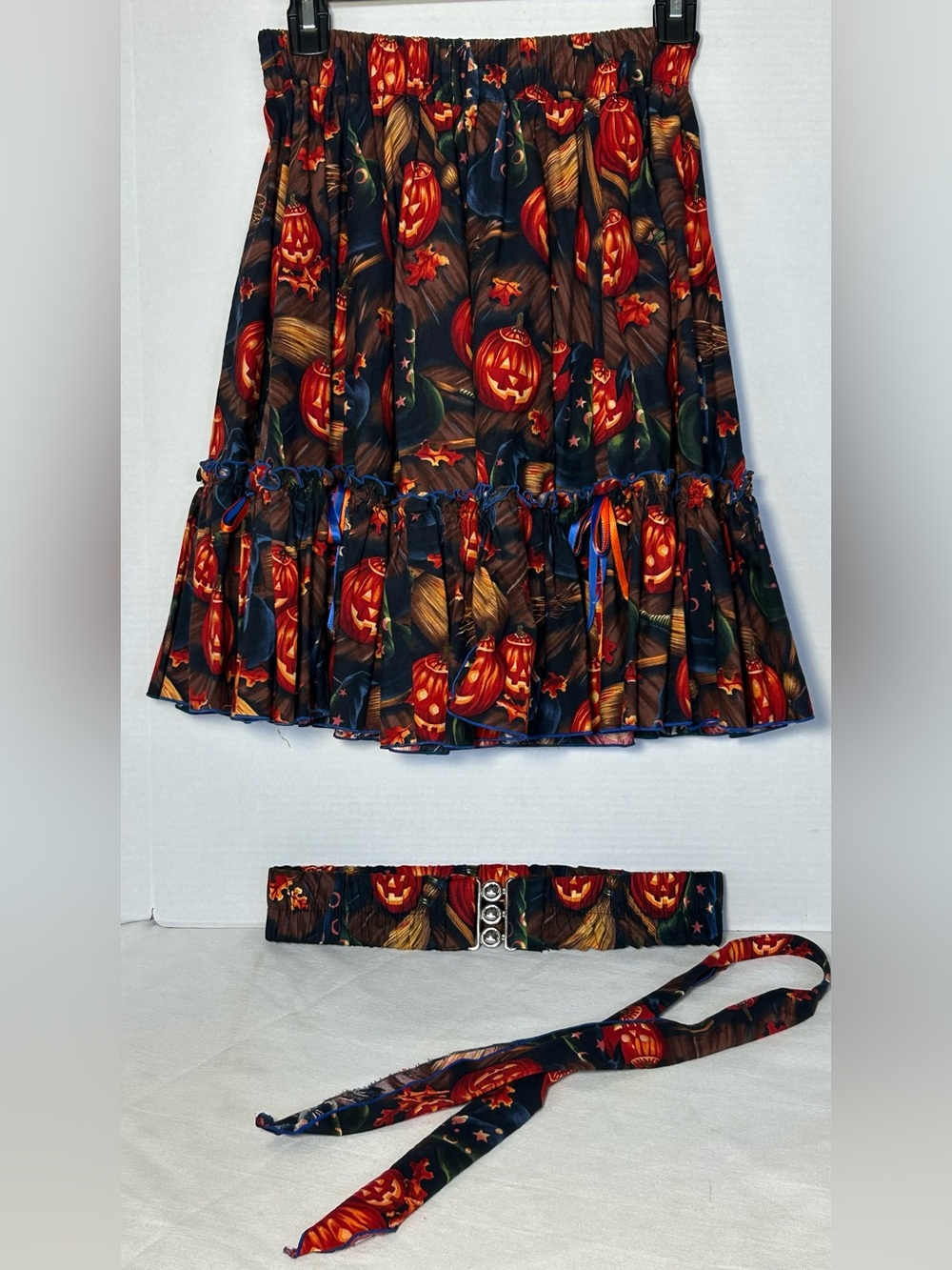 Vintage Halloween Women's Square Dancing Skirt, Belt, & Tie Set
